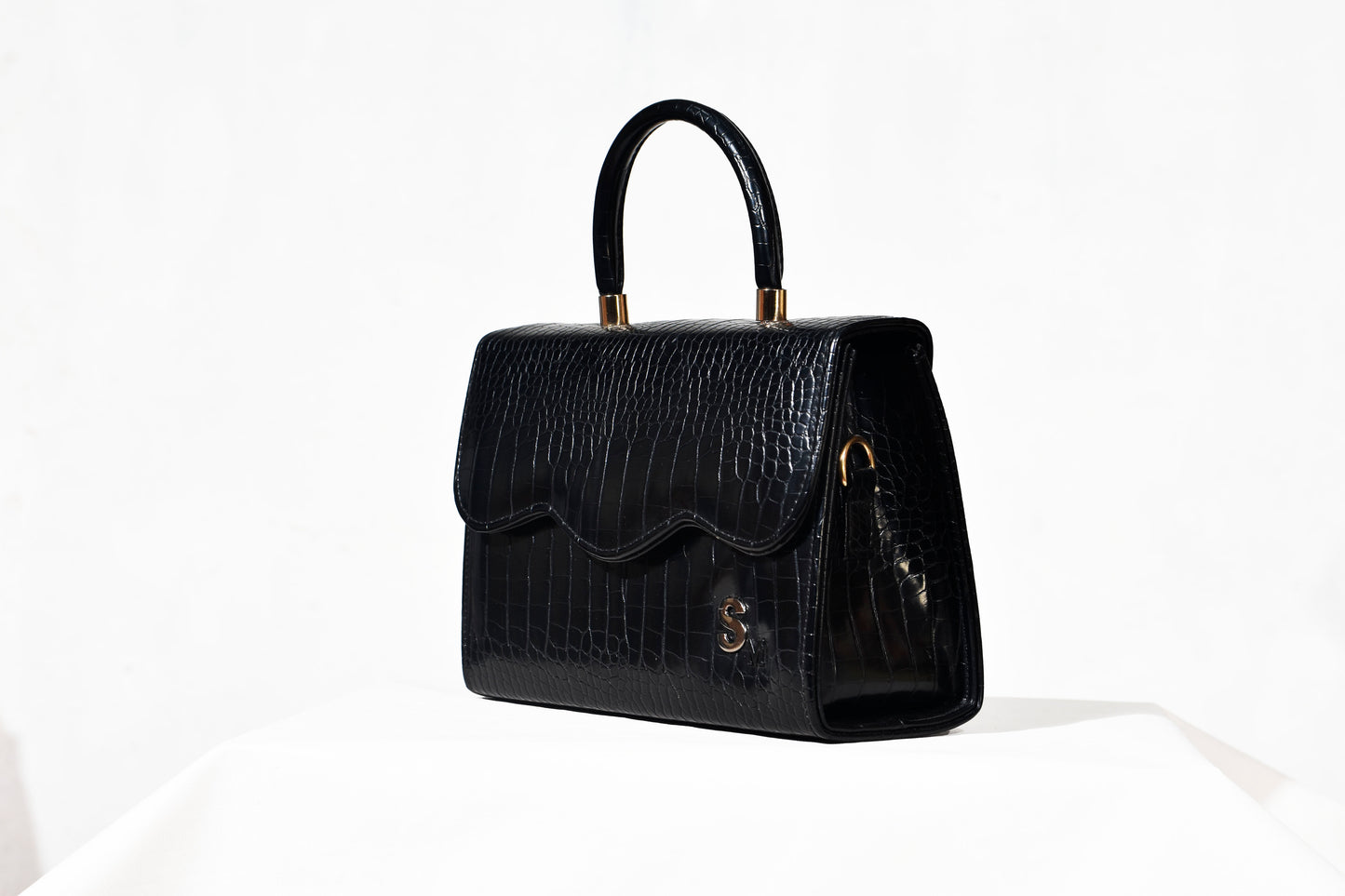 The Audrey Croc-Embossed Top Handle Bag