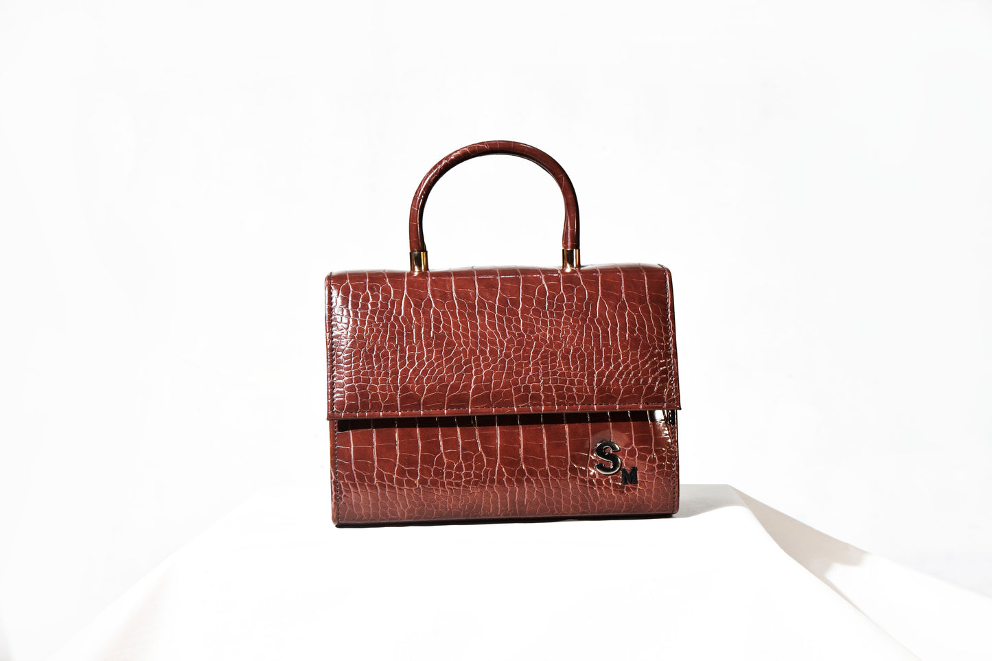 The Audrey Croc-Embossed Top Handle Bag