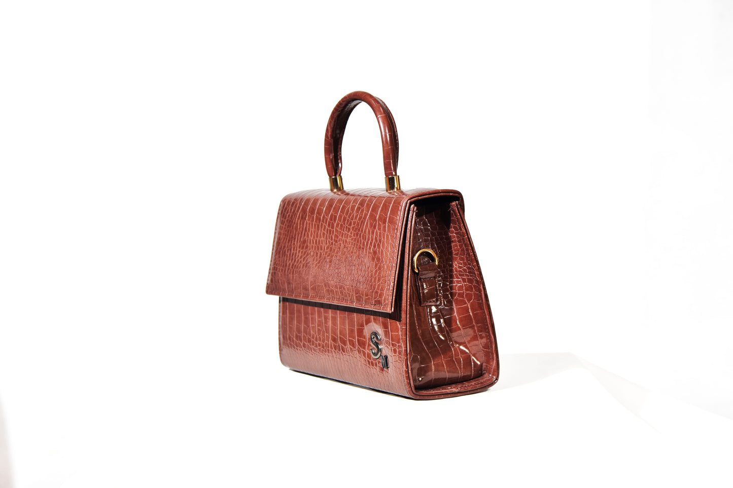 The Audrey Croc-Embossed Top Handle Bag
