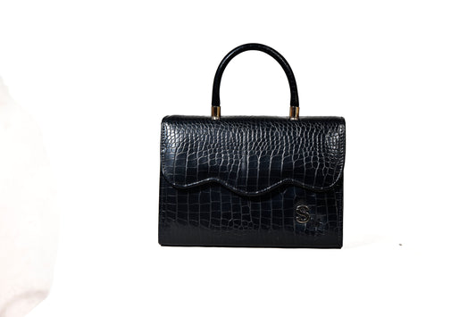 The Audrey Croc-Embossed Top Handle Bag
