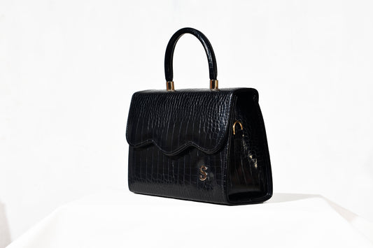 The Audrey Croc-Embossed Top Handle Bag